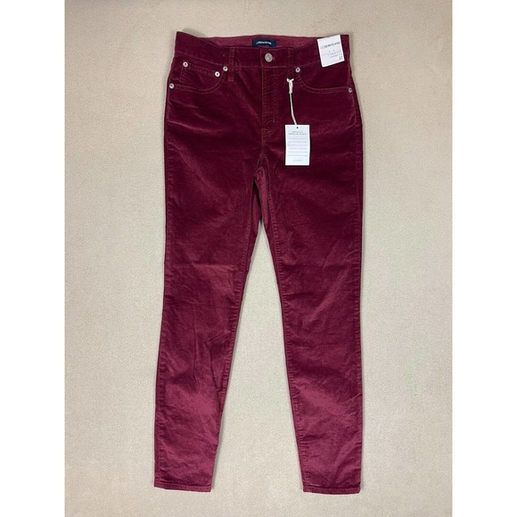 JCREW 9" high-rise toothpick jean in velvet Adult 27 Crimson Maple Womens NWT - Picture 1 of 14